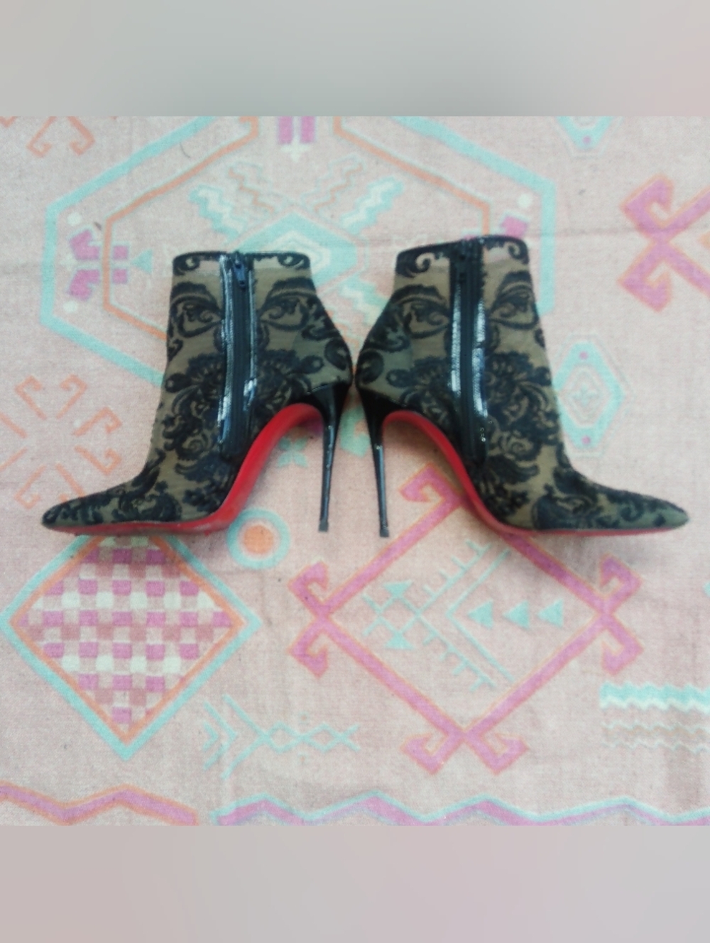 Christian Louboutin Black Mesh Lace Gipsy Ankle Boot - Picture 4 of 15